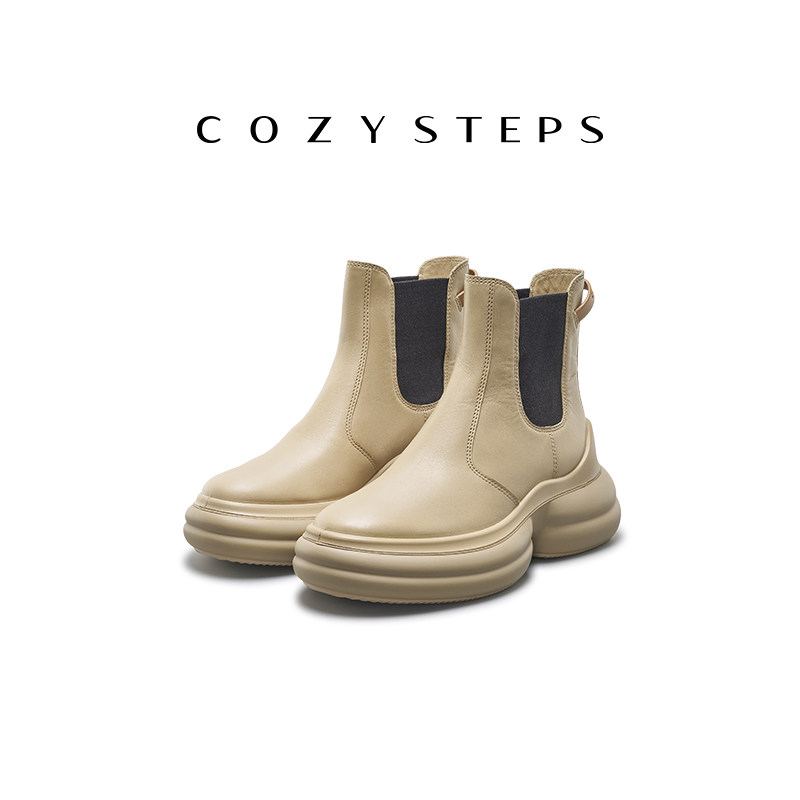 COZY STEPS可至时尚女切尔西靴薄绒增高贝果复古潮流经典舒适靴子,女鞋,切尔西靴,淘宝优惠券,粉丝福利购,淘宝优惠卷