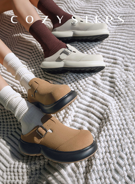 COZY STEPS可至女士春季新款牛皮软底一脚蹬厚底勃肯拖鞋6056A