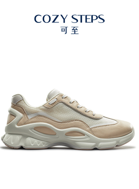 COZY STEPS可至春季女时尚休闲鞋潮流复古网纱拼接圆头增高运动鞋