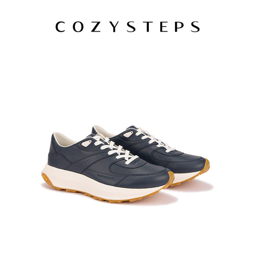 COZY STEPS可至真皮运动休闲鞋厚底防滑透气舒适男鞋系带通勤鞋
