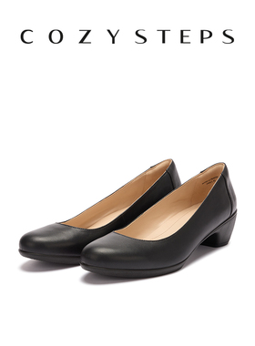 COZY STEPS可至女士26春季新款时尚优雅浅口圆头羊皮内里中跟单鞋