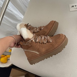 河南桑坡2025新款雪地靴高帮梅尔雪地靴防滑保暖百搭休闲增高