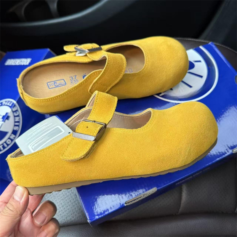 外贸勃肯鞋玛丽珍款软底男女同款全包博肯鞋软木单鞋牛皮