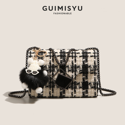 闺蜜私语秋冬呢子链条小方包