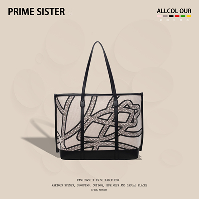 带拉链手提通勤单肩大容量帆布包