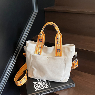 原创加厚好质量帆布包包女式时尚手提多用托特包简约通勤斜挎包包