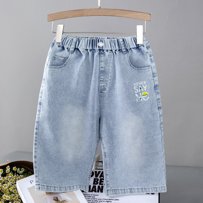 女孩加肥加大七分裤牛仔裤2025胖童款儿童洋气阔腿裤女童夏装薄款