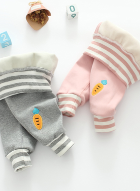 男女宝宝无骨加绒保暖休闲大PP打底裤婴幼儿外穿秋冬高腰护肚纯棉