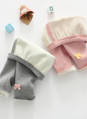 秋冬婴儿加薄绒纯棉打底裤女宝宝开档无骨休闲保暖幼童1-3岁洋气2