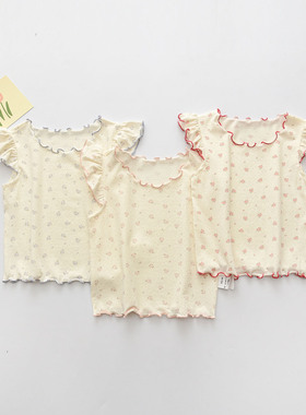 夏季女童宝宝上衣婴儿外穿洋气T恤薄款公主A类打底衫短袖背心韩版