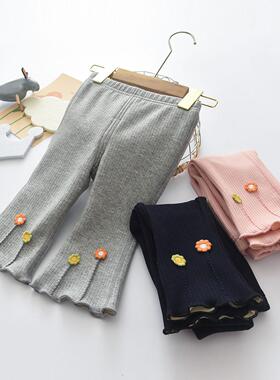 秋冬加绒女宝宝微喇裤婴儿洋气外穿开裆保暖裤公主宽松韩版0-3岁2