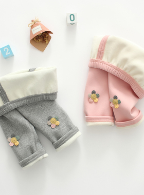 秋冬女宝宝加绒打底保暖裤婴儿外穿纯棉薄绒开档幼童无骨休闲洋气