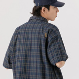 2026夏季新款男装日系复古小格子休闲短袖衬衫宽松衬衣CS218-F75，男装T恤，电商A101（原外27）