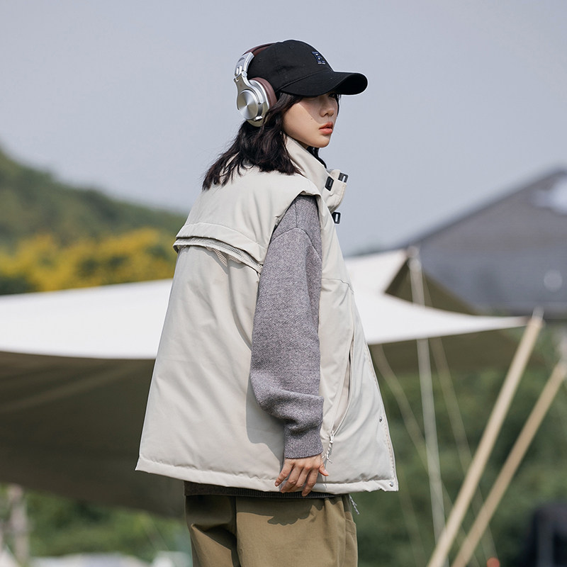 2026冬季新款男装日系潮流宽松纯色加厚棉服马甲外套MJ16-F165,男装棉衣,电商A101（原外27）