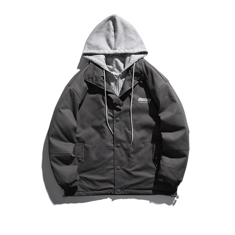 2026冬新款男装日系假两件工装连帽加厚外套棉衣宽松JHJK276-F175,男装棉衣,电商A101（原外27）
