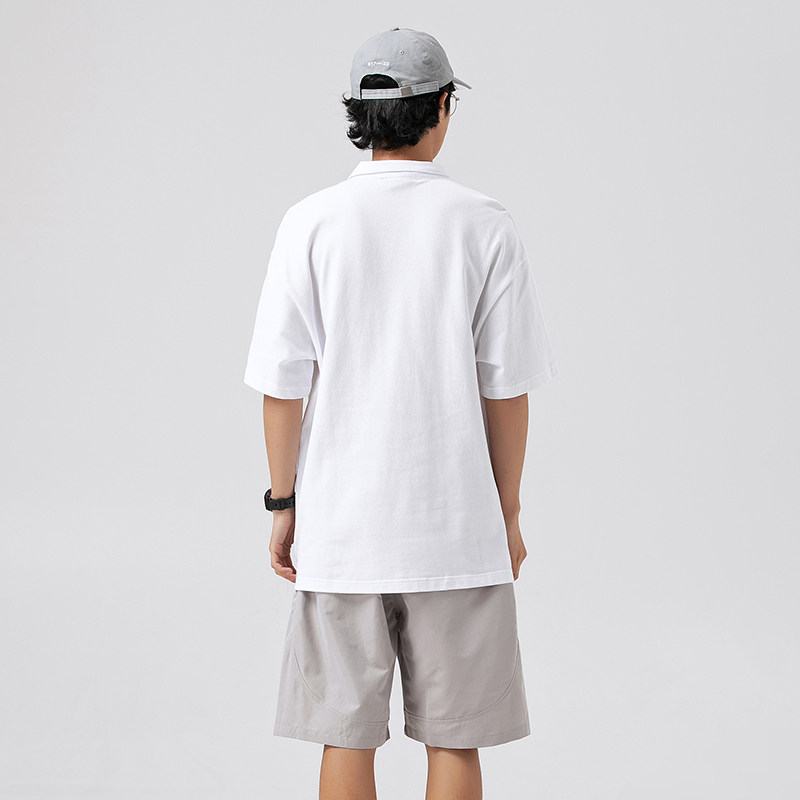 2026夏季新款男日系潮牌贴布纯色polo衫宽松翻领短袖T恤PL58-F60,男装T恤,电商A101（原外27）