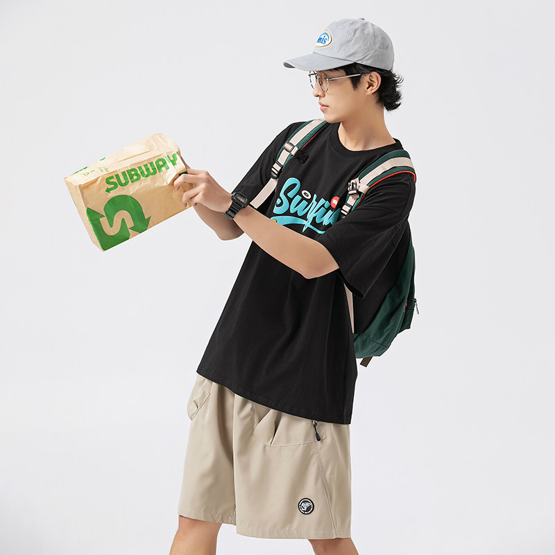 2026夏季新款男装日系潮牌字母印花短袖宽松圆领T恤半袖T832-F45,男装T恤,电商A101（原外27）