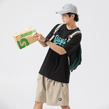 2026夏季新款男装日系潮牌字母印花短袖宽松圆领T恤半袖T832-F45，男装T恤，电商A101（原外27）
