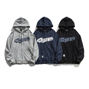 2026秋季新款男日系潮牌字母印花开衫连帽卫衣外套WY306-F105图片