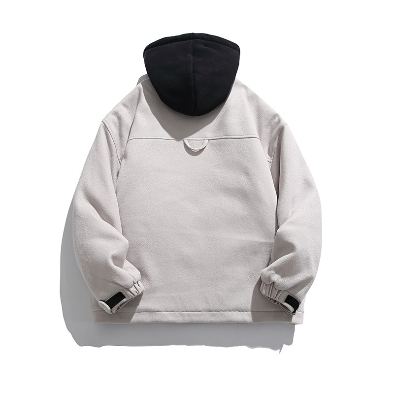 2026冬季新款男日系假两件工装连帽加厚毛呢外套棉服MY300-F195,男装棉衣,电商A101（原外27）