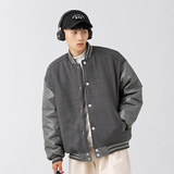 2026冬季新款男装日系潮流拼接棒球领加厚外套棉服JHJK298-F175，男装棉衣，电商A101（原外27）