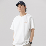 2026夏季新款男装日系潮牌后背字母印花白色短袖宽松T恤T810-F40，男装T恤，电商A101（原外27）
