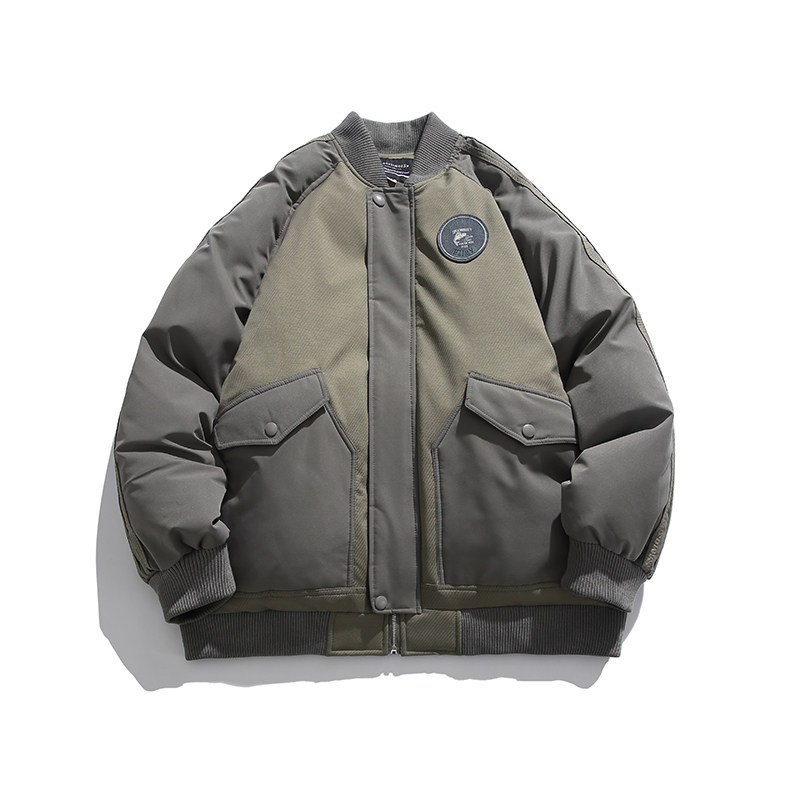 2026冬季新款男装日系潮牌拼接棒球领加厚工装棉服外套MY318-F195,男装棉衣,电商A101（原外27）