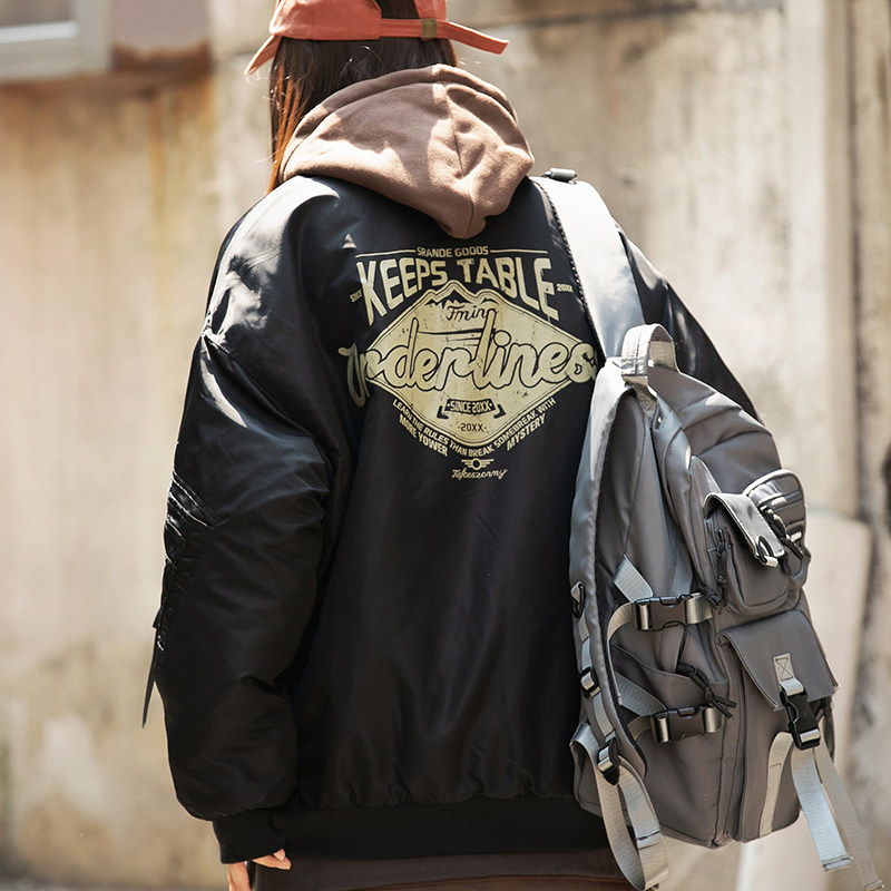 2026冬季新款男日系潮牌飞行员棒球领棉服工装加厚外套MY280-F165图片