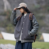 2026冬季新款男装日系潮流拼接棒球领加厚外套棉服JHJK298-F175，男装棉衣，电商A101（原外27）