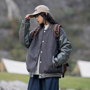 2026冬季新款男装日系潮流拼接棒球领加厚外套棉服JHJK298-F175图片
