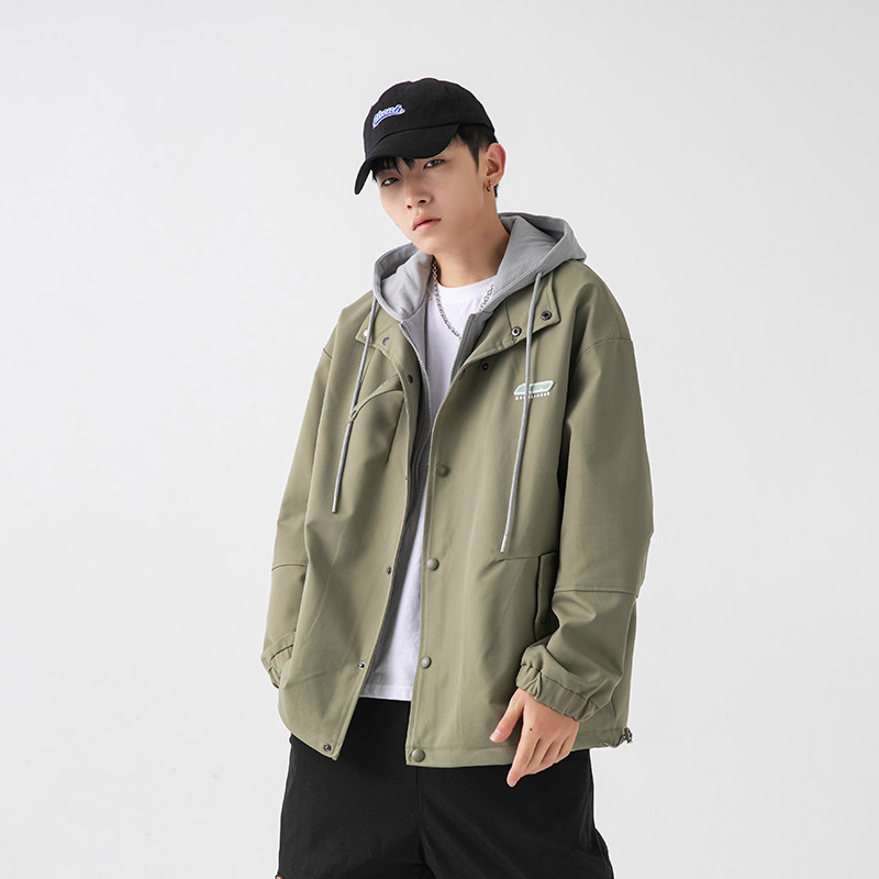 2026秋新款男日系原创街头潮流假两件连帽夹克宽松外套JK276-F155,男装夹克,电商A101（原外27）