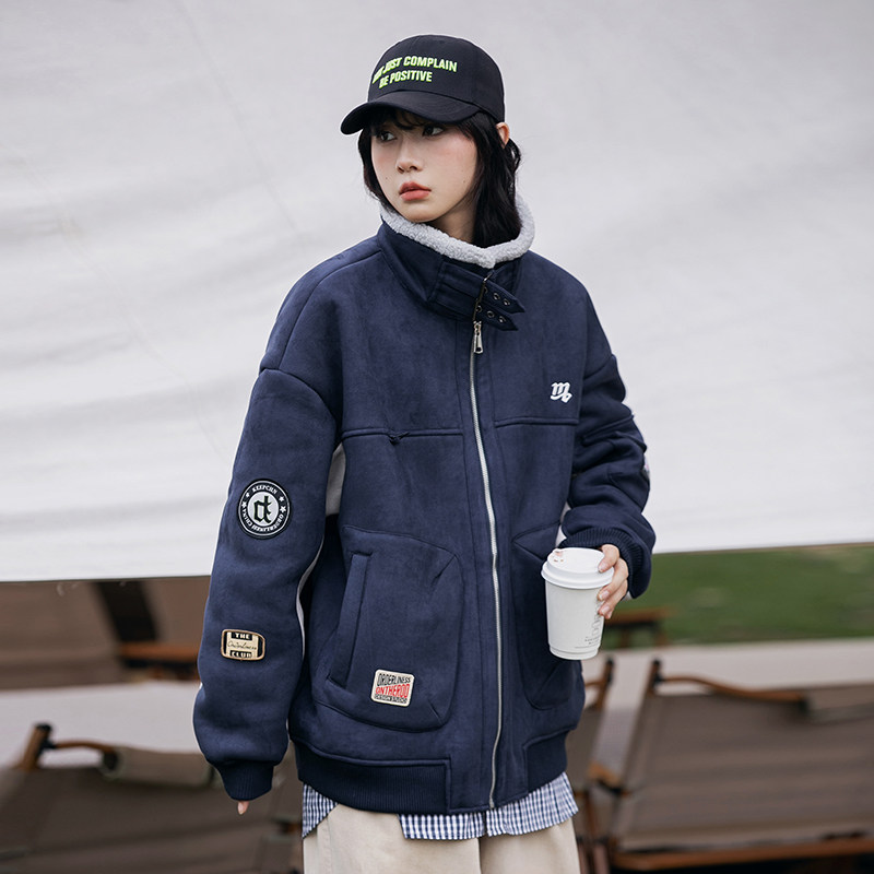 2026冬季新款男装日系复古潮流贴布宽松鹿皮绒加厚外套MY306-F215图片