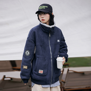 2026冬季新款男装日系复古潮流贴布宽松鹿皮绒加厚外套MY306-F215图片