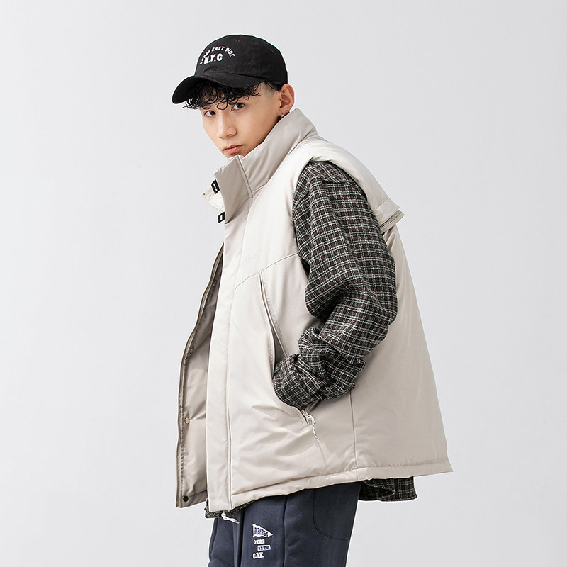 2026冬季新款男装日系潮流宽松纯色加厚棉服马甲外套MJ16-F165,男装棉衣,电商A101（原外27）
