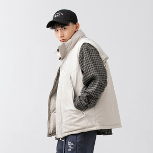 2026冬季新款男装日系潮流宽松纯色加厚棉服马甲外套MJ16-F165图片