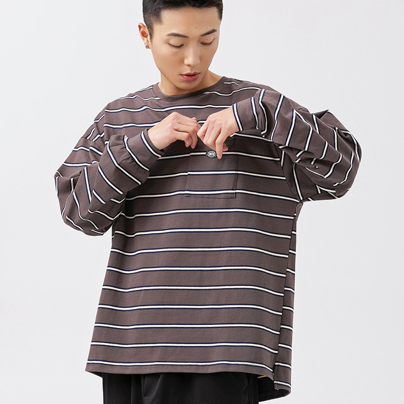 2026春季新款男装日系潮牌条纹圆领套头宽松休闲卫衣WY380-F85,男装卫衣,电商A101（原外27）