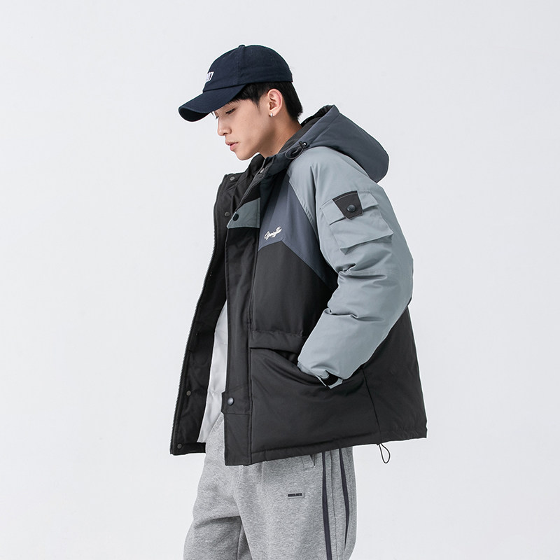 2026冬季新款男日系潮流撞色拼接连帽工装棉服宽松外套MY278-F205图片