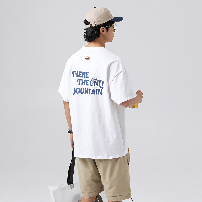 2026夏季新款男装日系潮牌后背字母印花短袖宽松圆领T恤T838-F38,男装T恤,电商A101（原外27）