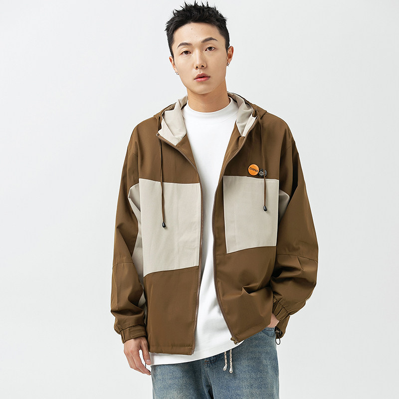 2026春季新款男装日系原创拼接撞色连帽夹克宽松外套JK332-F135,男装夹克,电商A101（原外27）