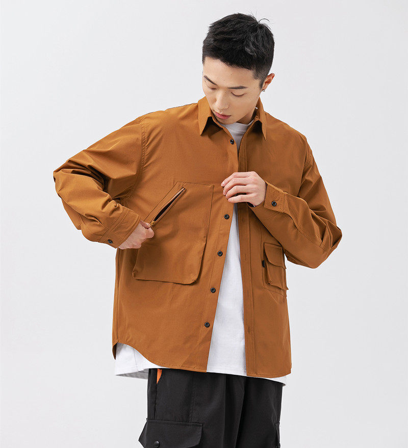 2026春季新款男装日系潮牌多口袋工装长袖衬衫宽松衬衣CS190-F85图片