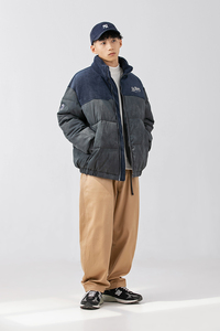 2026冬季新款男装日系拼接字母印花立领棉衣加厚外套MY296-F205
