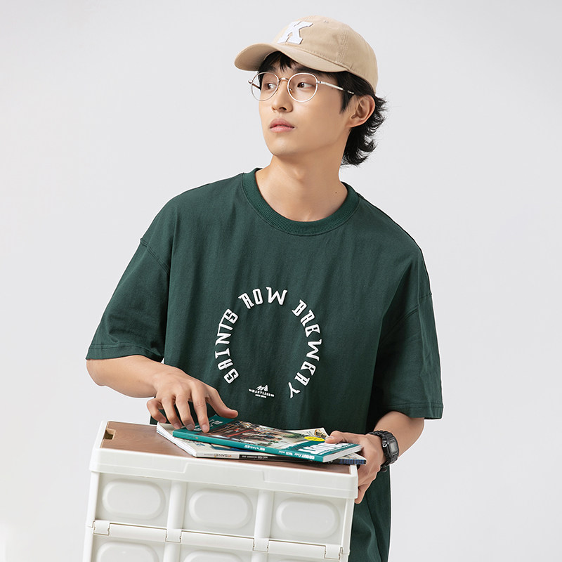 2026夏季新款男日系潮流字母印花假两件短袖宽松圆领T恤T852-F43,男装T恤,电商A101（原外27）