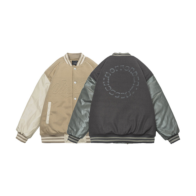 2026冬季新款男装日系潮流拼接棒球领加厚外套棉服JHJK298-F175,男装棉衣,电商A101（原外27）