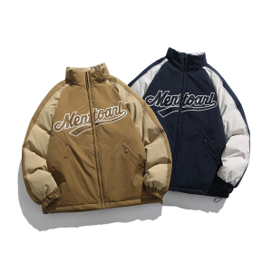 2026冬季新款男日系撞色字母刺绣立领宽松加厚棉服外套MY320-F205图片