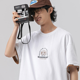 2026夏季新款男日系潮牌人文风景印花假两件短袖宽松T恤T822-F45，男装T恤，电商A101（原外27）
