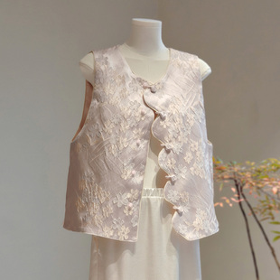 2026春秋季新款新中式圆领背心马甲外套女装国风气质百搭刺绣上衣