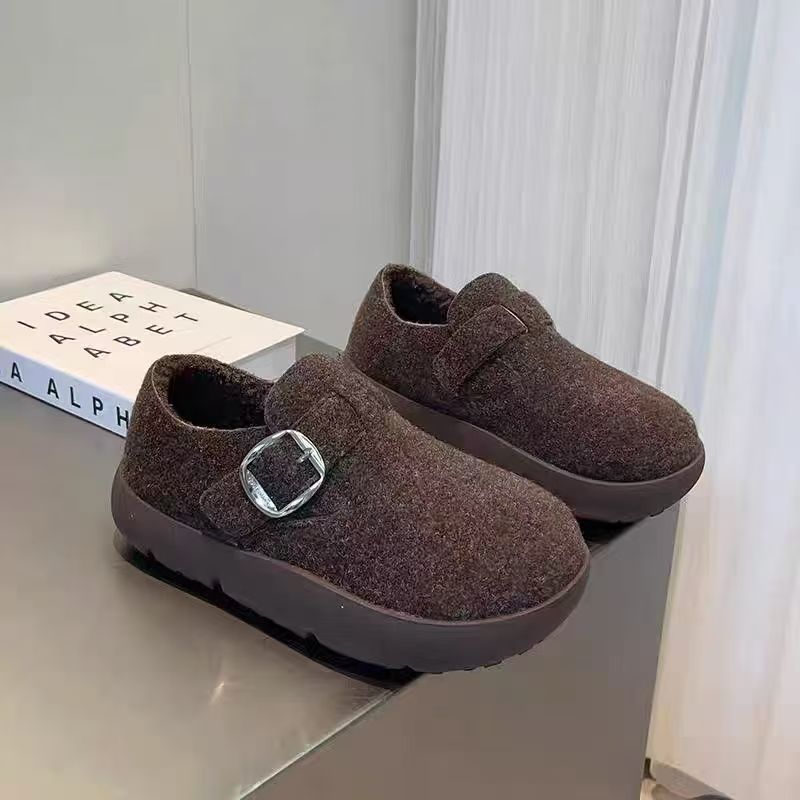 米女鞋毛呢女鞋勃肯鞋加绒加厚25冬款女鞋时尚百搭韩版潮鞋舒适