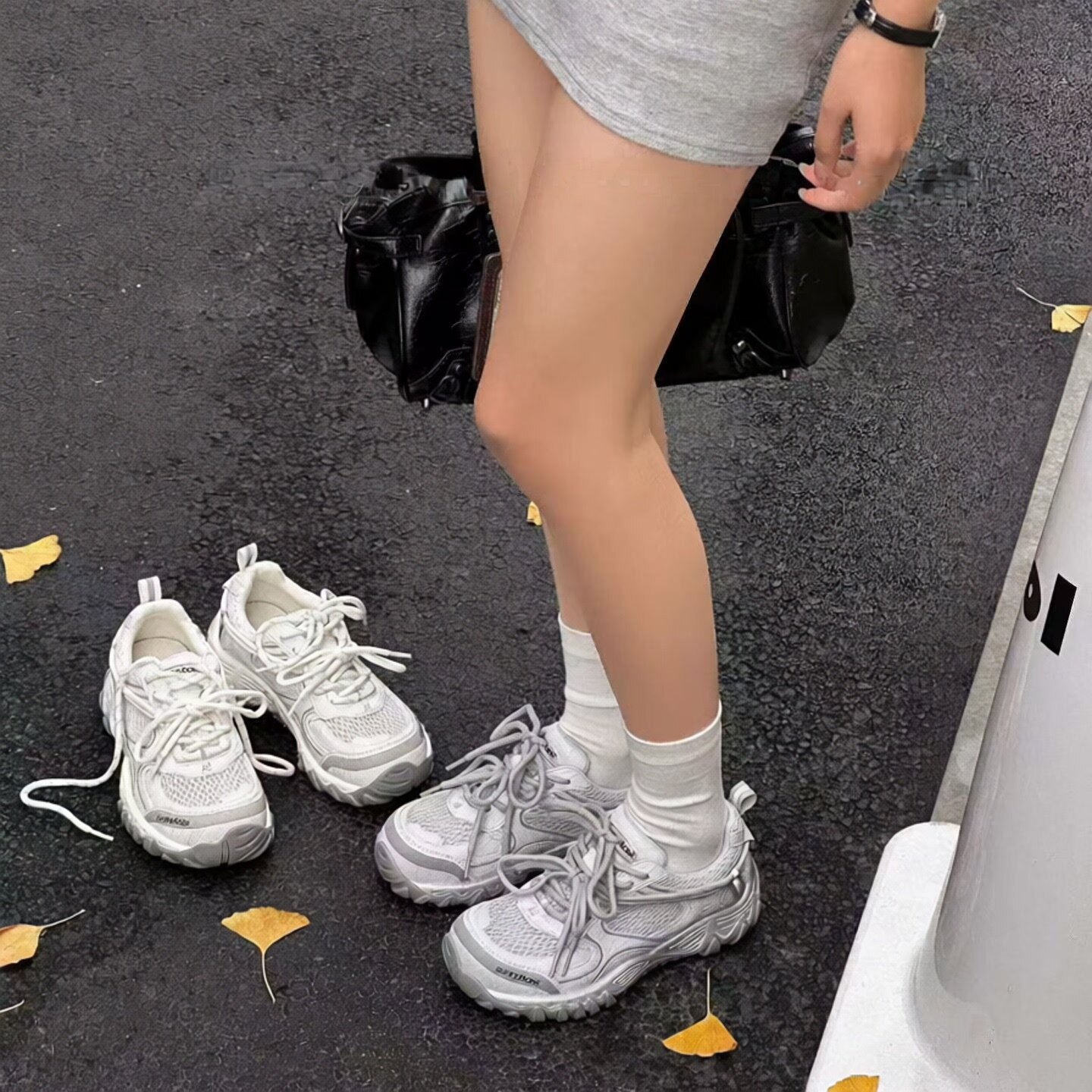 c女鞋2026夏季款老爹鞋皮网结合厚底时尚百搭舒适防滑潮鞋轻便