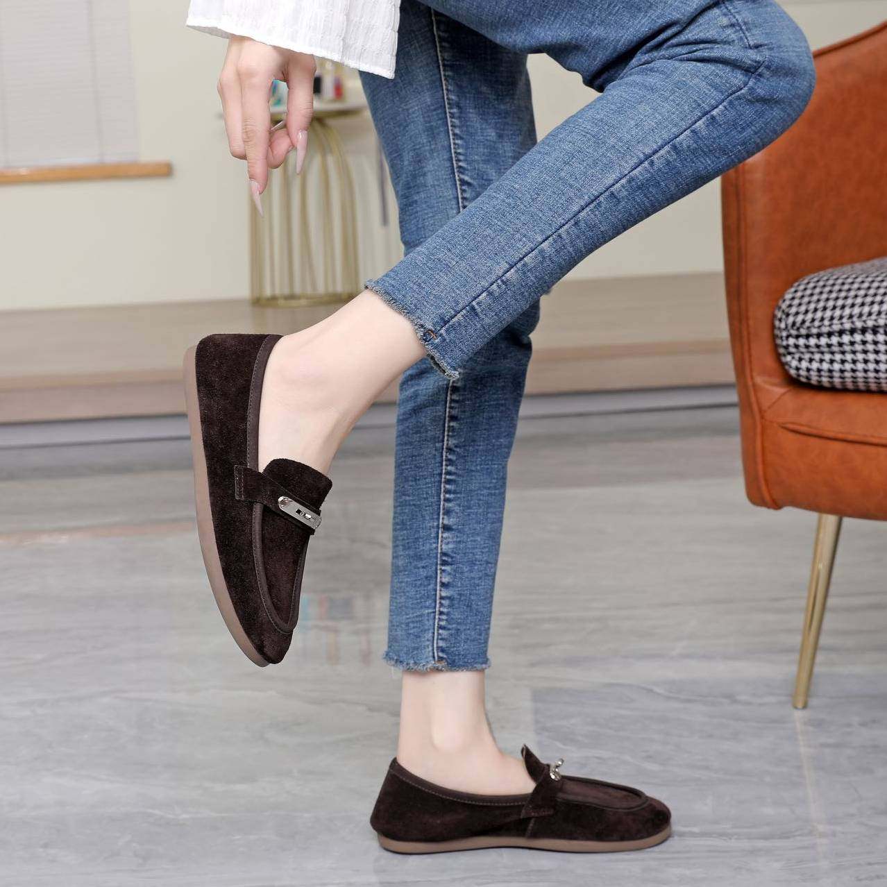 悦女鞋2026春新款乐福鞋一脚蹬时尚百搭舒适潮鞋单鞋平底轻便防滑,女鞋,乐福鞋（豆豆鞋）,淘宝优惠券,粉丝福利购,淘宝优惠卷