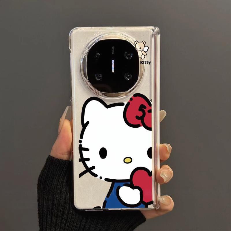 适用于华为mate x7手机壳新款x6折叠屏X5透明壳kitty凯蒂猫x3包中轴铰链卡通创意可爱简约防摔高级感女款